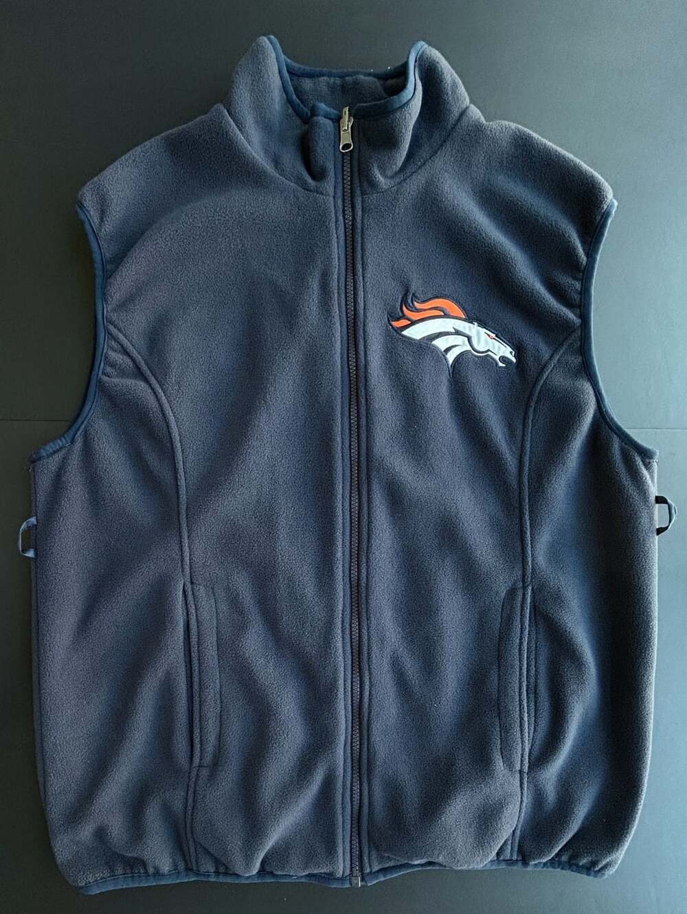 NFL Denver Broncos Fleece Vest Size M Navy Full Zip